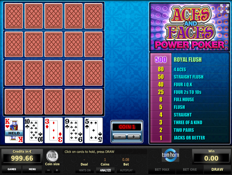 Joaca gratis pacanele Aces and Faces 4H online