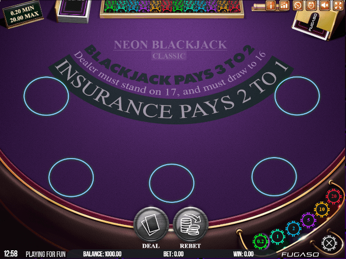 Jocul de cazino online Neon Blackjack Classic gratuit